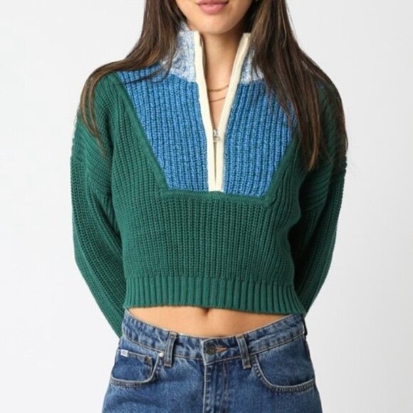 The Wild Clover Sweaters - 1 LEFT!! NOT SO DIFFERENT GREEN QUARTER ZIP SWEATER